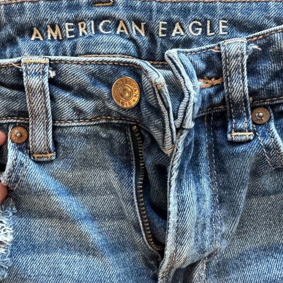 American Eagle Outfitters Ripped Blue Denim Jeans, Stretch - Picture 12 of 13